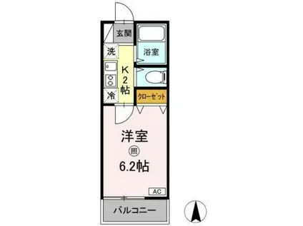 ウイング矢川(1K/1階)の間取り写真