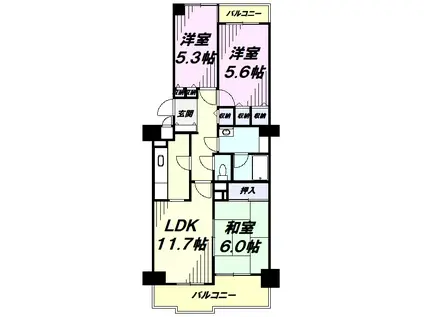 立川サニーコート(3LDK/4階)の間取り写真