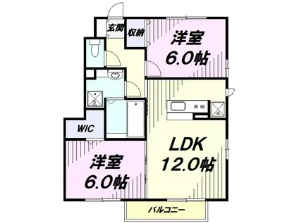 フロンティアB棟(2LDK/1階)の間取り写真