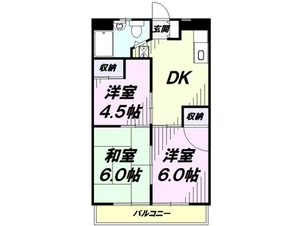 二宮ハイツ(3DK/2階)の間取り写真