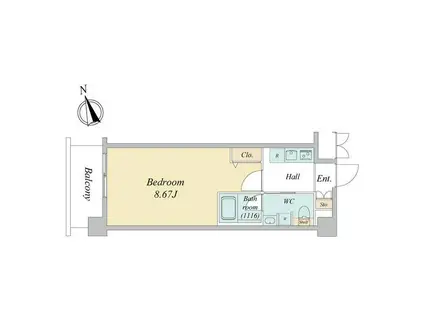 N-STAGE NISHIKUNITACHI(1K/1階)の間取り写真