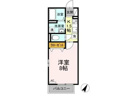 CASA・HIKARI(1K/1階)の間取り写真