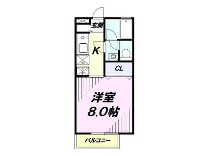 リバーパークS(1K/1階)の間取り写真