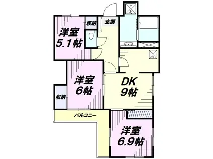 センチュリー立川(3DK/2階)の間取り写真