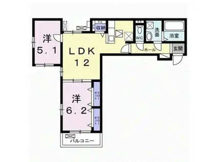 サンク フィチオ(2LDK/1階)の間取り写真