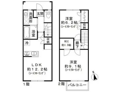 パークガーデンテラス オハナ(2LDK/1階)の間取り写真