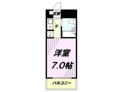 タッシ国立(1K/3階)の間取り写真