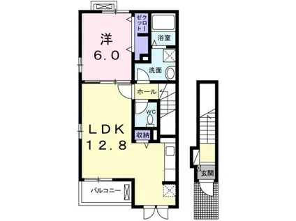 フォンターナ・カリーノ(1LDK/2階)の間取り写真