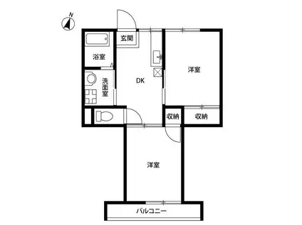 コーポ弥生(2DK/2階)の間取り写真