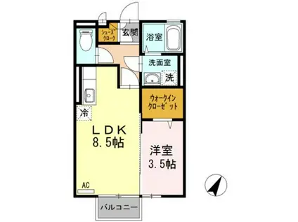 モナリエ平山(1LDK/1階)の間取り写真