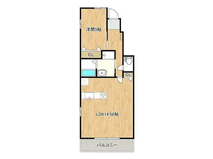 フェリオ向原(1LDK/1階)の間取り写真