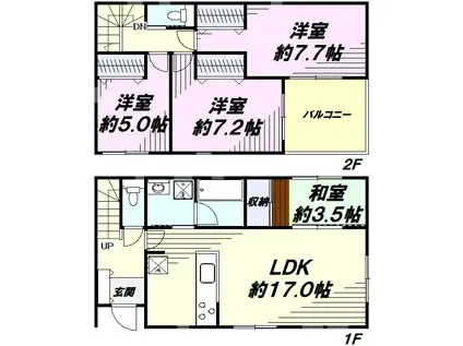 青梅線 東青梅駅 徒歩19分 2階建 築4年(4LDK)の間取り写真