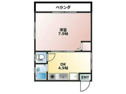 スプリングス立川(1DK/2階)の間取り写真