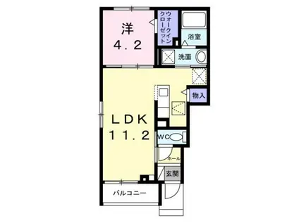 リッカンス ヘム 一番町(1LDK/1階)の間取り写真