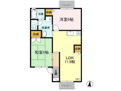 グランドールミツトヨ(2LDK/2階)の間取り写真