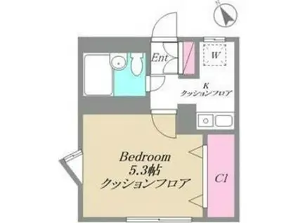 セゾンKN(1K/2階)の間取り写真