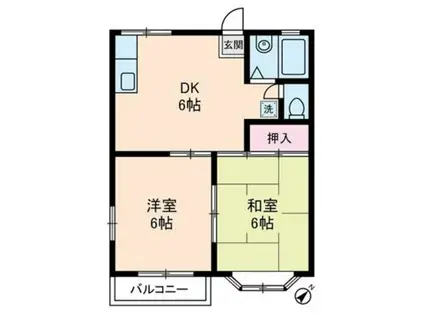 ツインズA棟(2DK/1階)の間取り写真