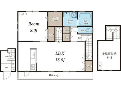 昭島市東町 戸建(1LDK/2階)の間取り写真