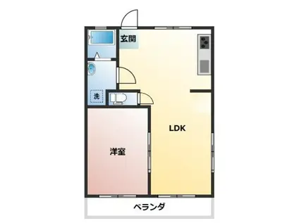 ともえビル(1LDK/2階)の間取り写真