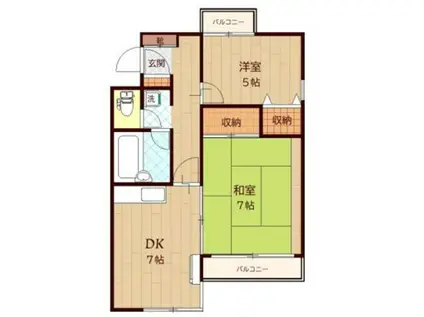 エスカイア100羽村第一(2DK/3階)の間取り写真