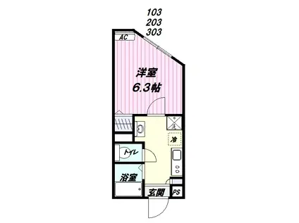THE GARLANDS(1K/3階)の間取り写真
