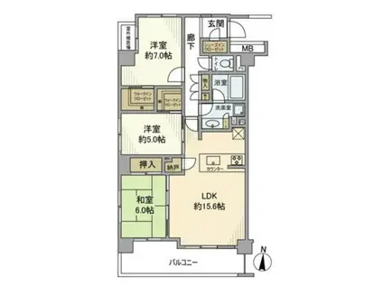 アーデルフェリエ国立東(3LDK/3階)の間取り写真