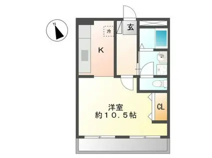 コーポラス小峰(1K/1階)の間取り写真