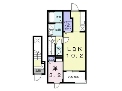 クオーレ国立(1LDK/2階)の間取り写真