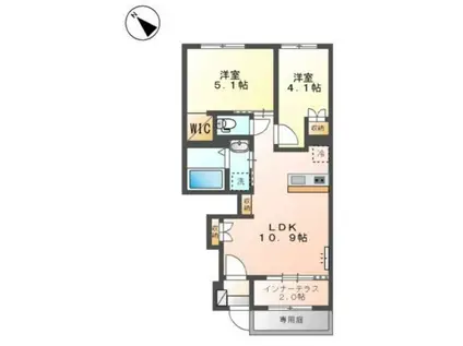 パルテノス(2LDK/1階)の間取り写真
