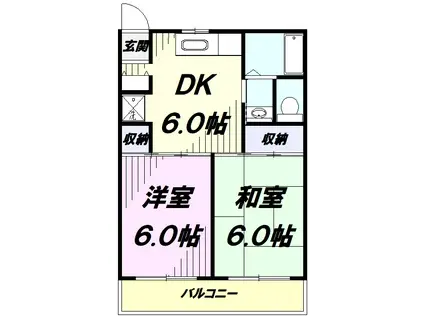 サンライズマンション(2DK/3階)の間取り写真