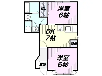 ゼルコヴァ(2DK/1階)の間取り写真