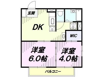 フォレストガーデン武蔵砂川(2DK/1階)の間取り写真