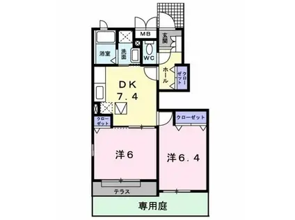 メゾン ソレイユ(2DK/1階)の間取り写真