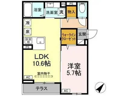 ASSET-COURT曙町(1LDK/1階)の間取り写真