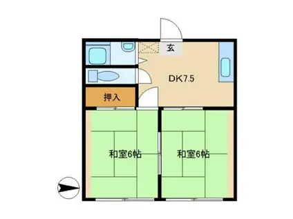 コスモハイツ333(2DK/1階)の間取り写真