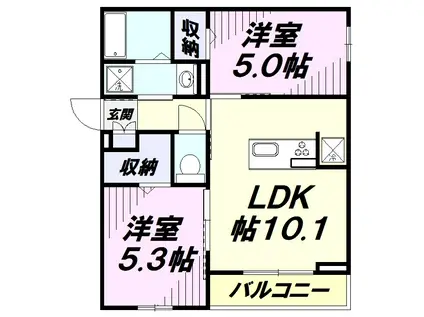 ASSET-COURT曙町(2LDK/2階)の間取り写真