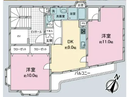 ヴィラステージ立川(2DK/5階)の間取り写真