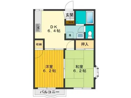 アネックス壱番館(2DK/1階)の間取り写真