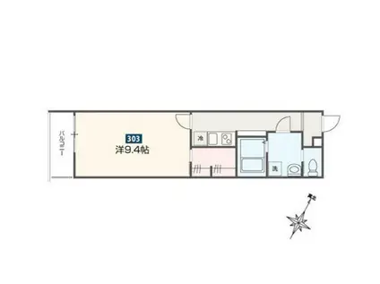 MELDIA福生Ⅲ(1K/3階)の間取り写真
