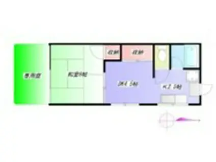 シャレー国立(1DK/1階)の間取り写真