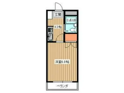 グラドゥアーレⅡ(1K/3階)の間取り写真