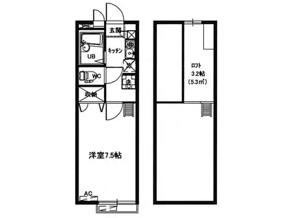 メインシティガーデン新井壱番館(1K/1階)の間取り写真