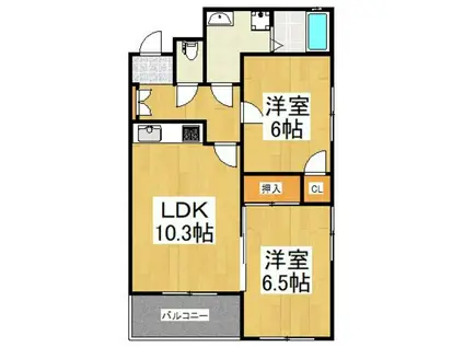 NSビル(2LDK/2階)の間取り写真