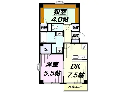 ヴィラ ウエハラ(2DK/2階)の間取り写真