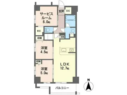 ツインズ国立Ⅱ(2SLDK/4階)の間取り写真