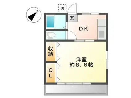 久保田アパート(1DK/2階)の間取り写真