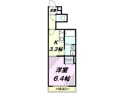 ベルシティ南街(1K/1階)の間取り写真