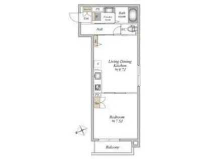ザ・フォレスト立川(1LDK/2階)の間取り写真