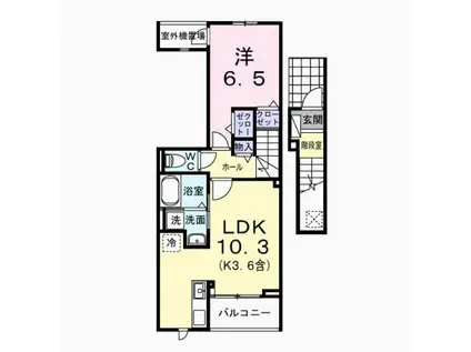 ハイライト(1LDK/2階)の間取り写真