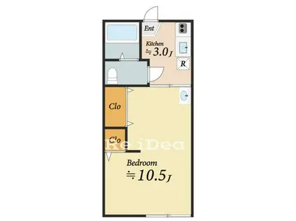 第一白王ハイツ(1K/2階)の間取り写真